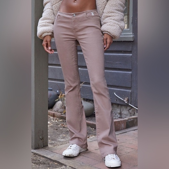 NWT Playboy by PacSun Brown No Waistband Low Rise Bootcut Jeans Sz 26 - Picture 1 of 13